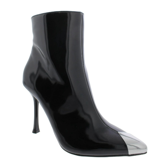 INC Womens Black Booties Cap Toe US 8 Rohese Pointed Toe Flare Zip-Up Boots - Picture 1 of 6